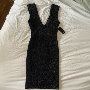 Sparkle Deep-V Black Bodycon Dress